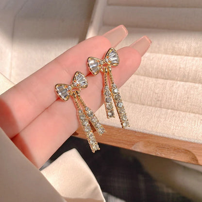 INS Butterfly Earrings with Rhinestones in Gold Alloy