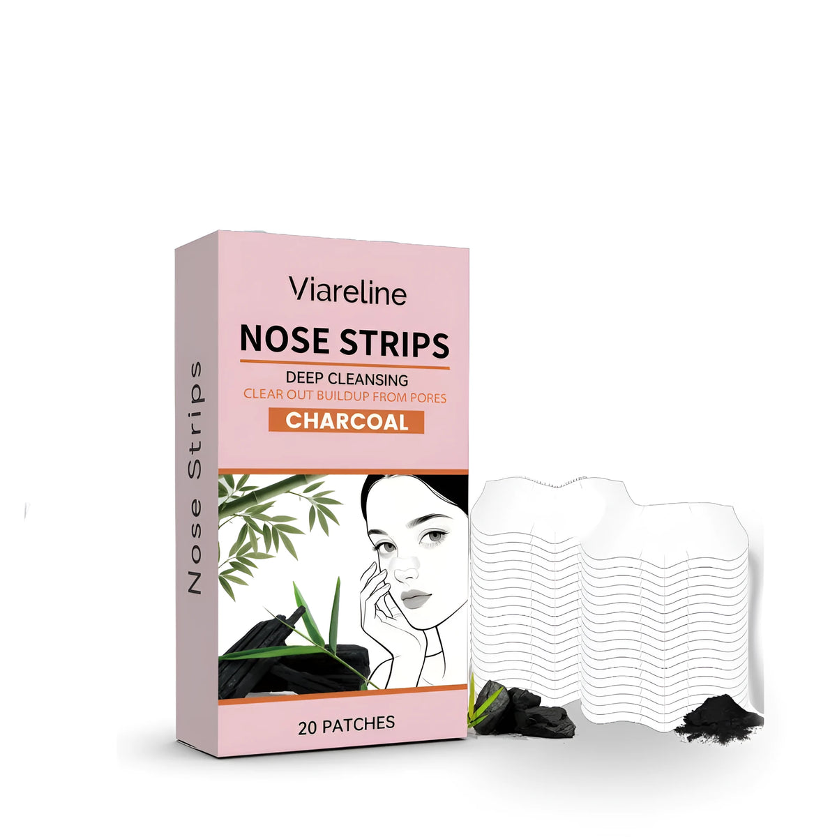 Pore cleansing nasal patch with volcanic mud and carbon powder for blackhead removal, pack of 20 patches