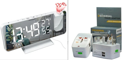 Multifunctional radio projection alarm clock with LED display and USB port