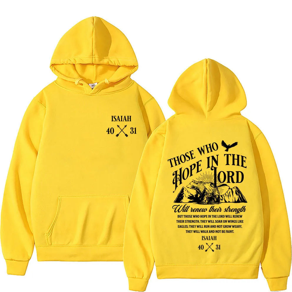 Christian Jesus letters print hoodie in retro art style, loose fit unisex pullover, available in multiple colours