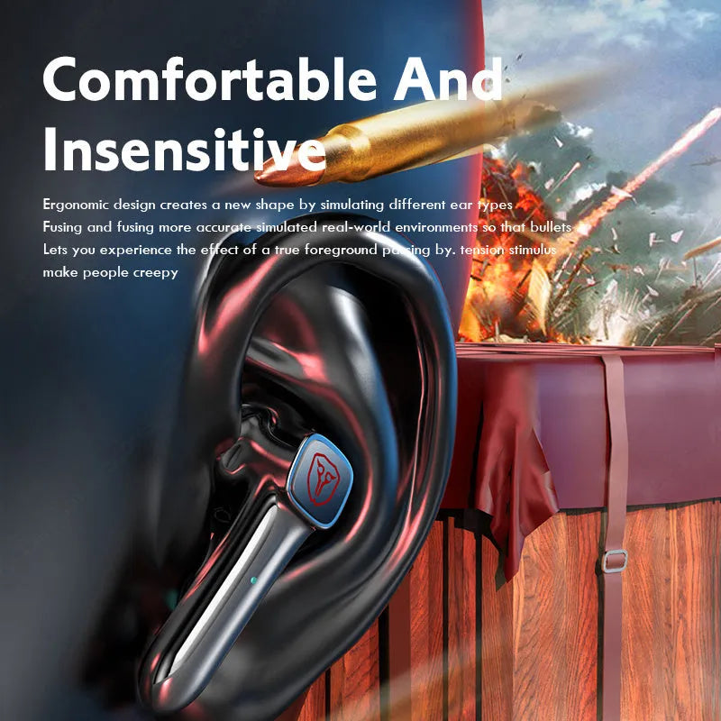Wireless Bluetooth gaming headset with motion noise reduction in minimalist design