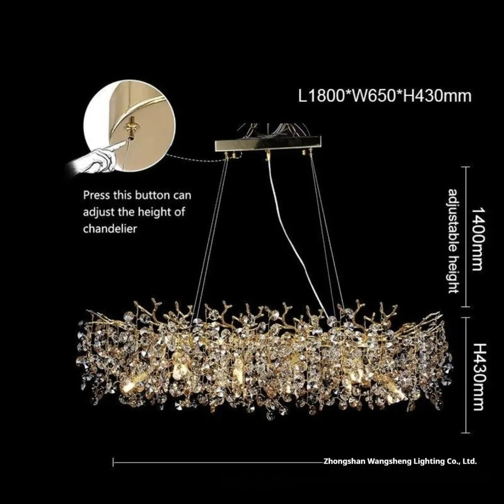 Modern simplicity die-cast aluminium LED chandelier with crystal accents in L150CM size for dining room