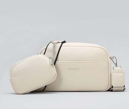 Women's PU messenger bag with weaving detail in multiple colours