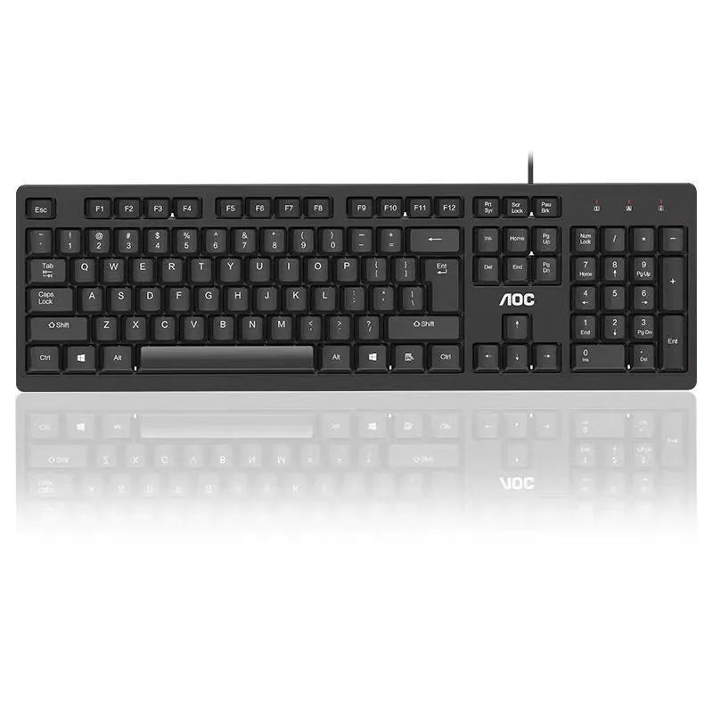 Black wired USB keyboard and mouse set KM160 with 1.5m cables on a desk