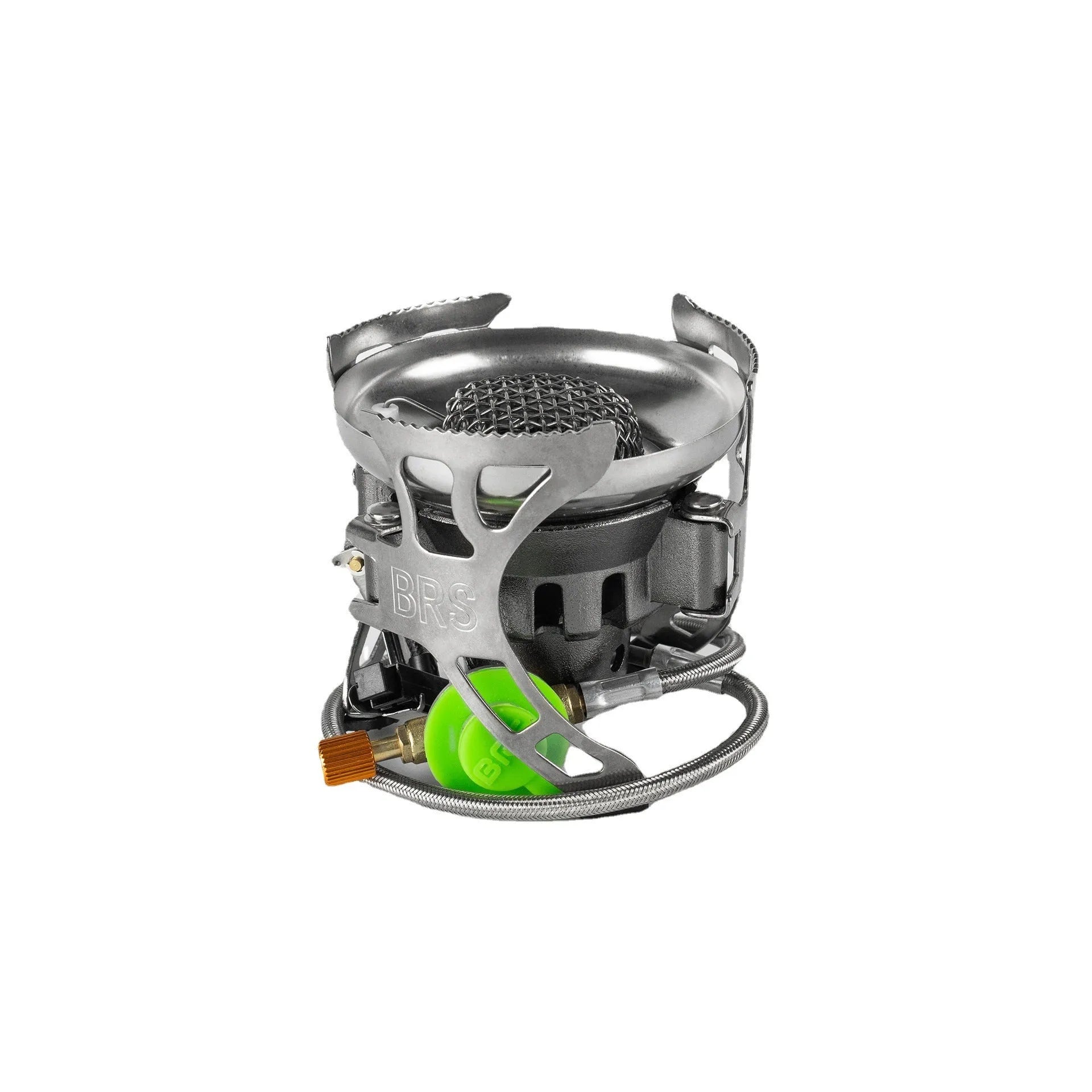 BRS-15 silver windproof outdoor camping stove with butane gas burner, expanded size 186x86mm