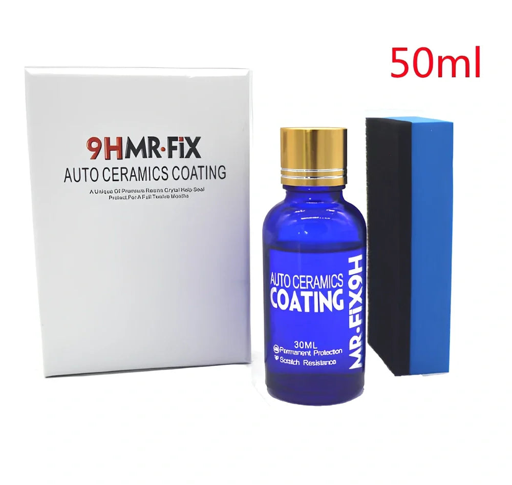 Blue 30ml automotive ceramic coating agent bottle with sponge and cloth for water repellent car paint and headlights