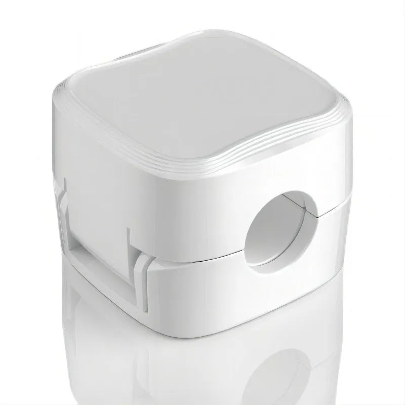 Black and white magnetic cable clips with adhesive backing for under desk wire organisation
