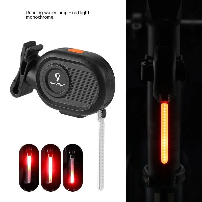Bicycle taillight showing waterfall light effect with water drop pattern in chosen colour