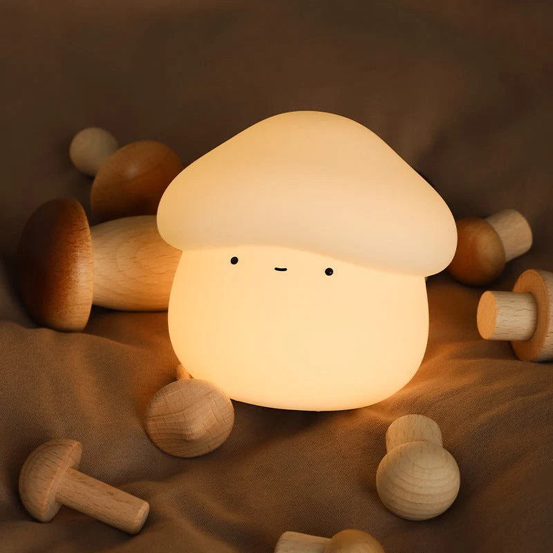 UNew Mushroom Night Lamp with warm white light and silicone base