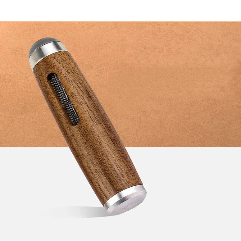 Vintage walnut wood cigarette case with keychain clip in golden and silver finishes