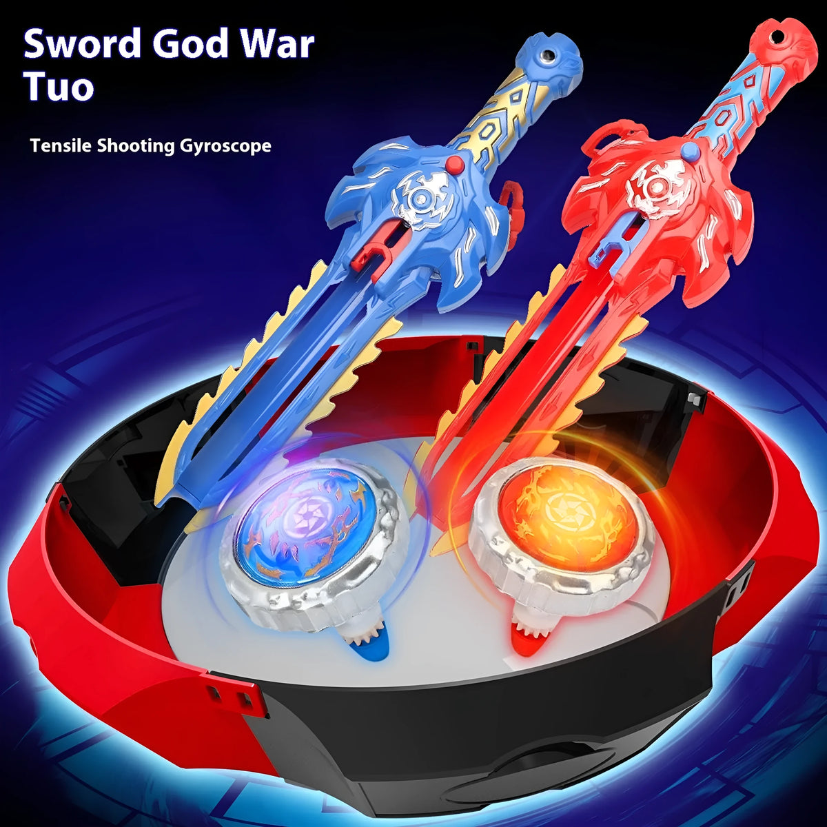 Plastic gyro toy with launcher and red battle plate for children ages 7-14