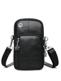 Vertical square mini phone bag in PU leather with polyester lining