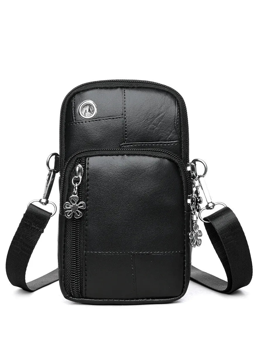 Vertical square mini phone bag in PU leather with polyester lining