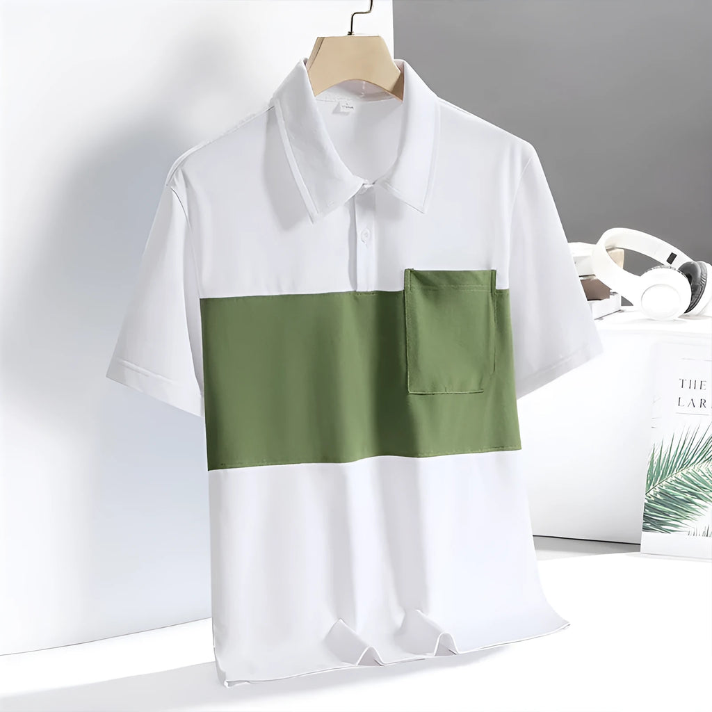 Men's ice silk quick-dry polo shirt short-sleeved summer casual top black white khaki Asian sizing