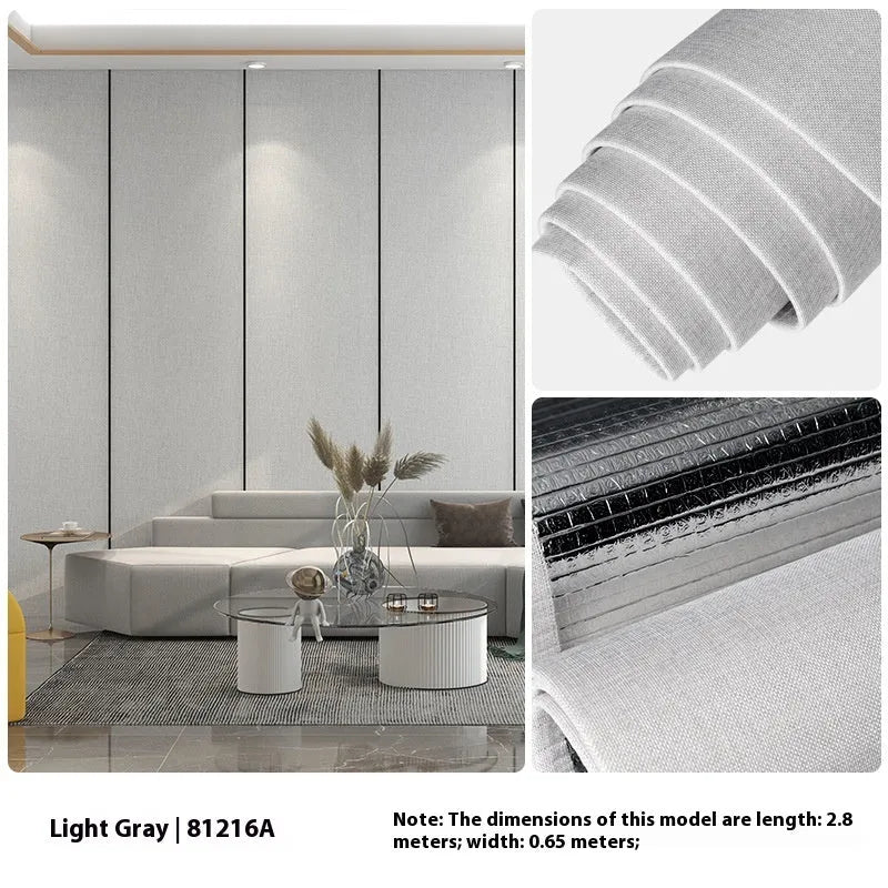 Linen self-adhesive waterproof seamless wall cloth in beige for whole house modern minimalist interior