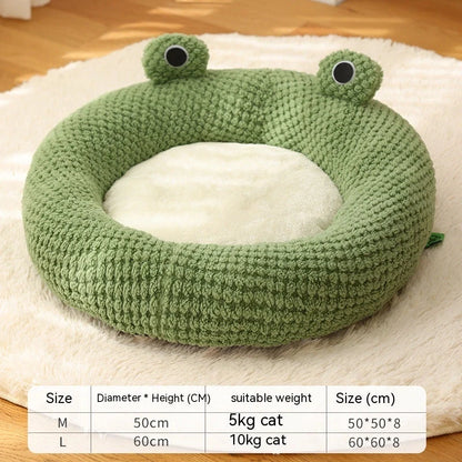 Little Frog Series Warm Plush Mat for small pets under 5KG, featuring a cute cartoon frog design