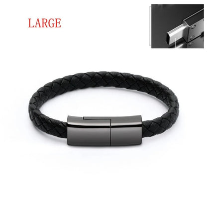 Creative Bracelet Data Cable for Apple, Android, and Type-C devices, wearable and tangle-free