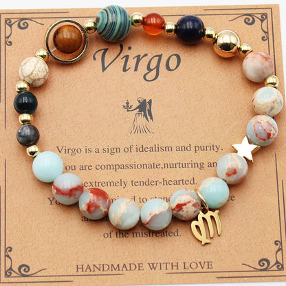 Twelve Constellations Natural Stone Beaded Bracelets - Unisex Astrological Jewellery