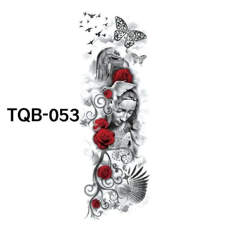 Waterproof full arm tattoo sticker with vibrant designs for temporary body art