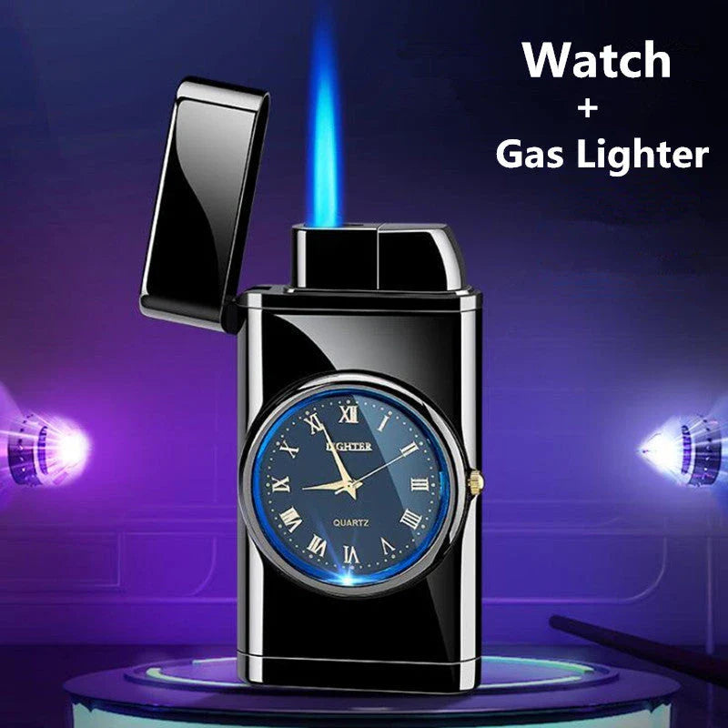 Multifunctional electronic lighter and watch combo with brushed metal design and LED display