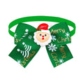 A red and green polyester pet bow tie with a British style, for Christmas decoration.