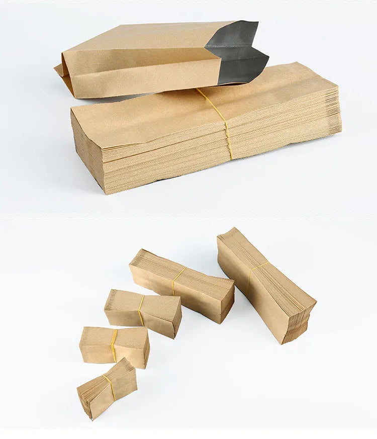 Yellow kraft paper aluminium foil inner packaging bag for snack foods with customisable dimensions
