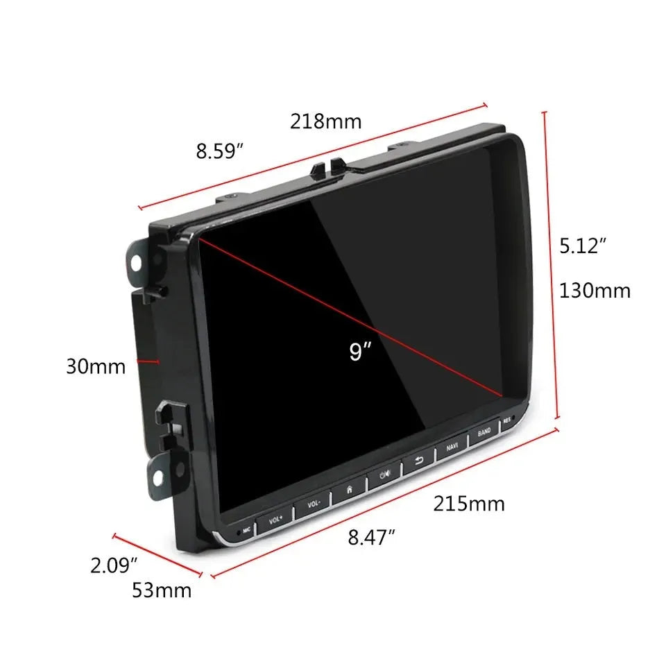 9-inch Android car stereo touchscreen head unit for double-DIN dash with Apple CarPlay and Android Auto