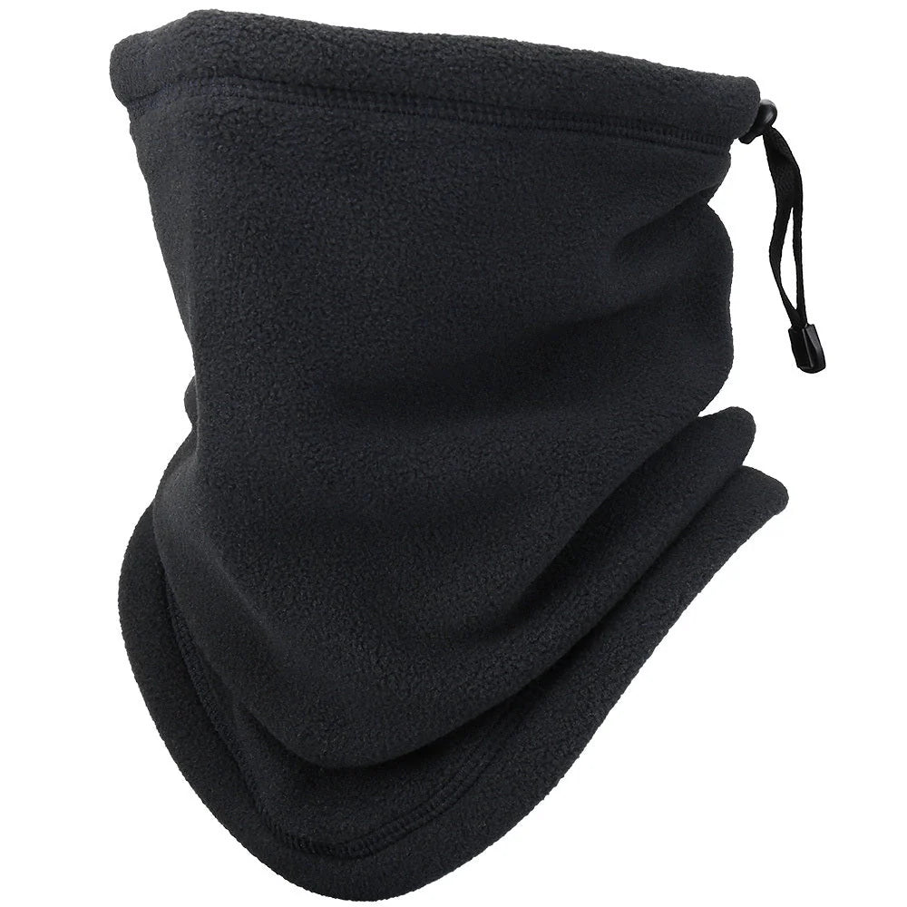 Winter fleece tube scarf mask in black and gray, offering windproof and UV protection