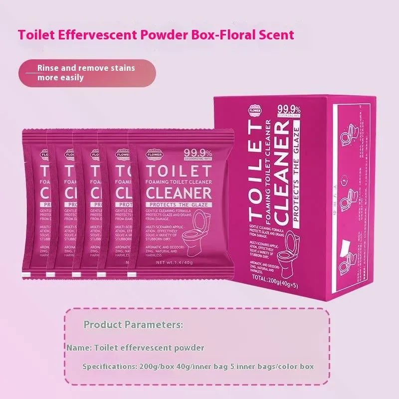 Toilet bubble powder cleaner in blue ocean and pink floral fragrance options