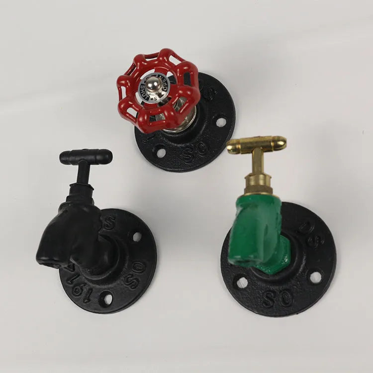 Metal water pipe style wall hook for towels in black green or red colours