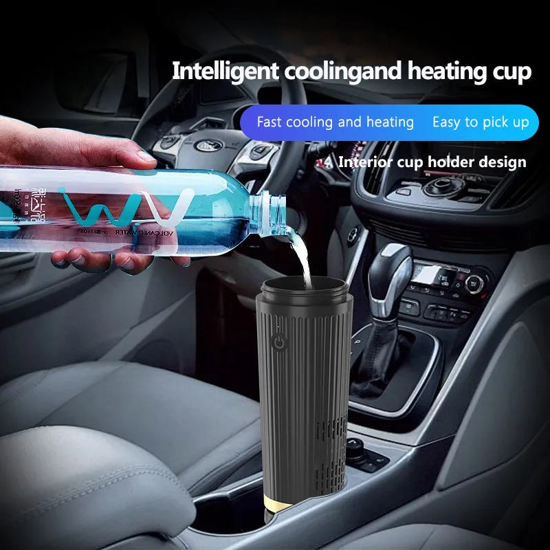Smart heating and cooling cup in black, 36W 12V, measuring 111x96x235 mm, made from PP ABS Teflon