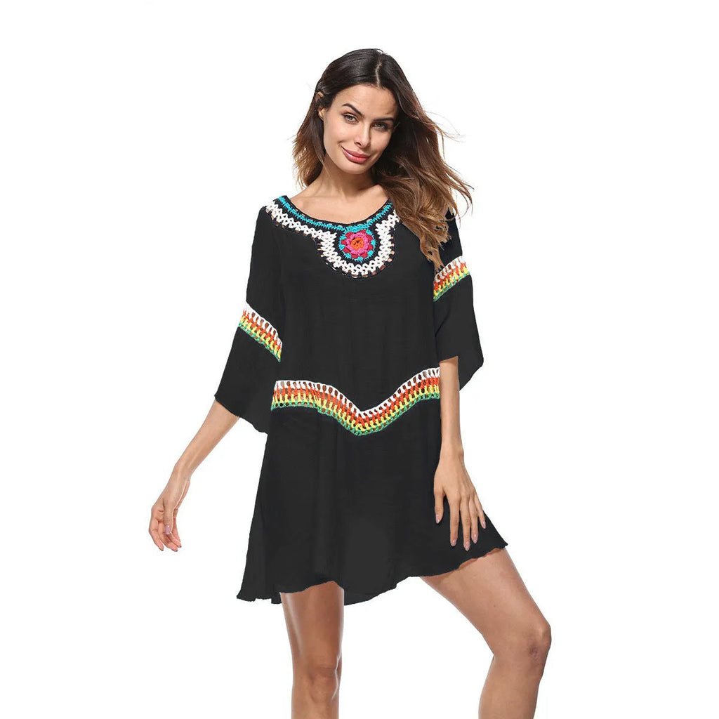 Crocheted ethnic style sun protection clothing in free size with four colour options