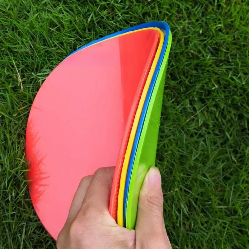TPE football training marker disc in multiple colours showing 23cm diameter size