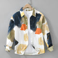 Women's loose cotton cardigan top with printed colour design and long sleeves