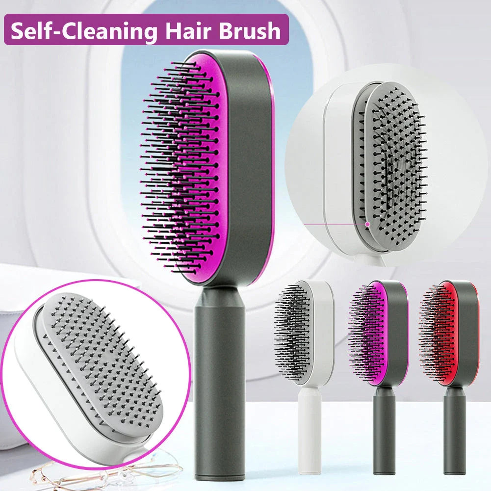 3D Air Cushion Hair Brush in elegant white, showcasing wide comb teeth and ergonomic handle