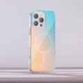 Glossy chameleon colour-changing magnetic suction case for iPhone on a white background