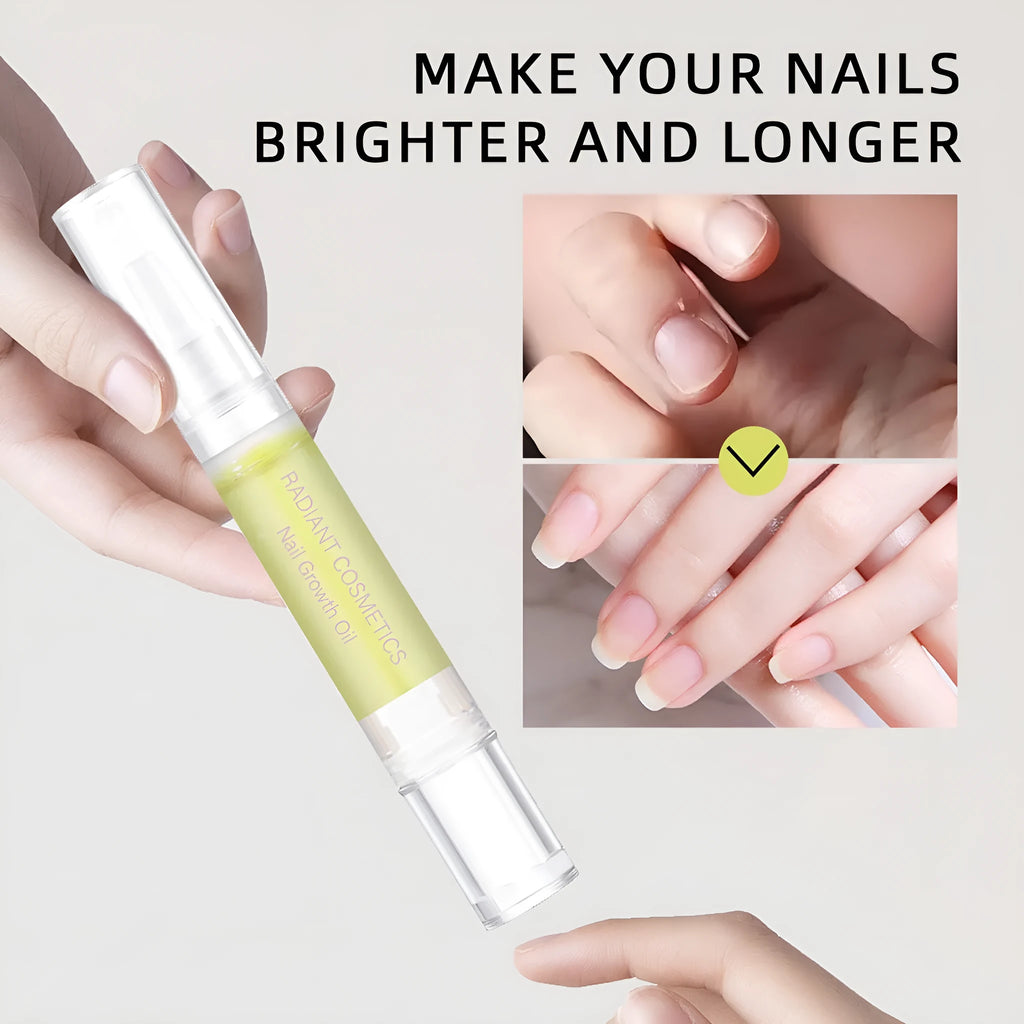 Small 3ml bottle of clear nail growth and cuticle moisturising treatment oil.