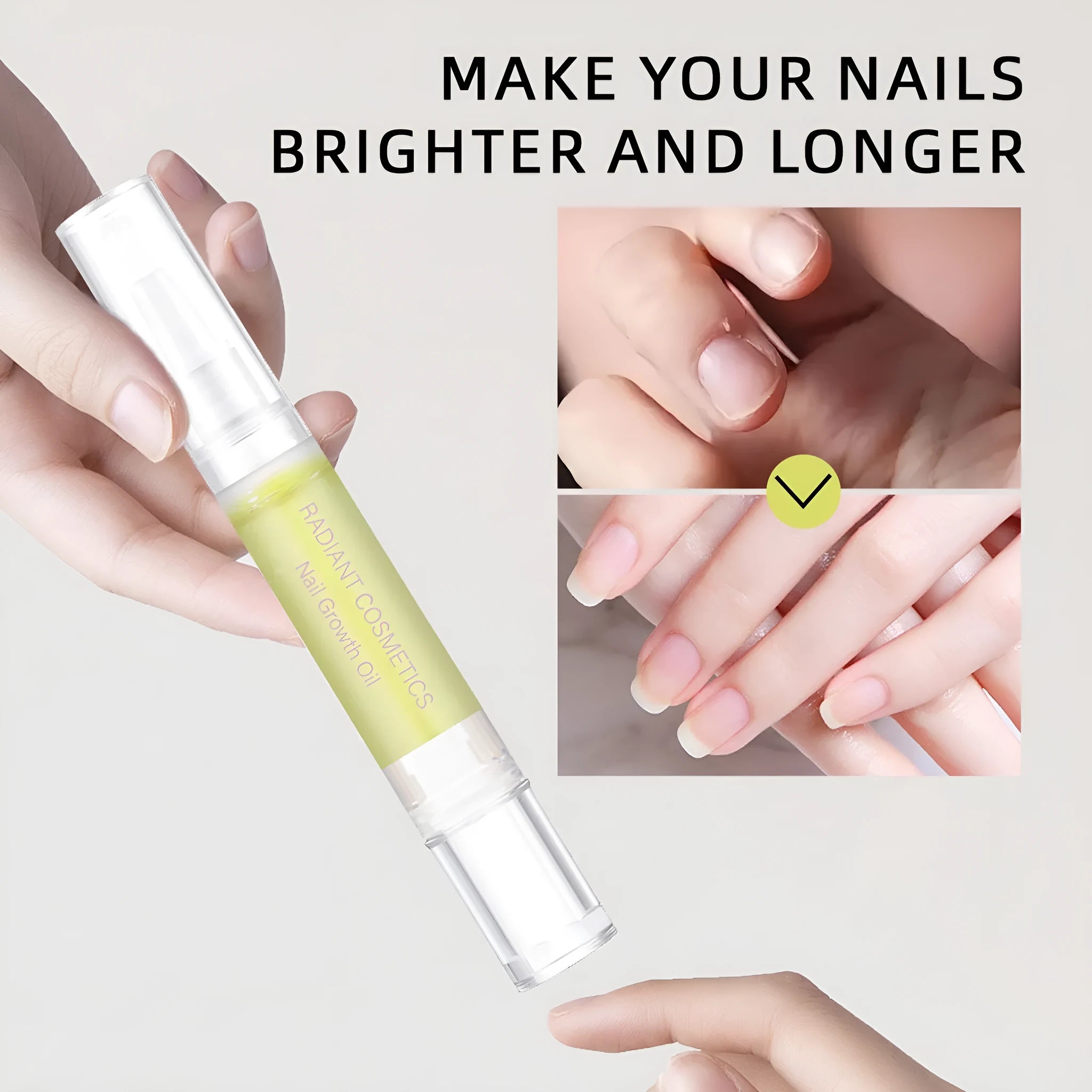 Small 3ml bottle of clear nail growth and cuticle moisturising treatment oil.