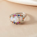 Women's alloy retro geometric ring with zircon inlay on display, available in sizes 6-10