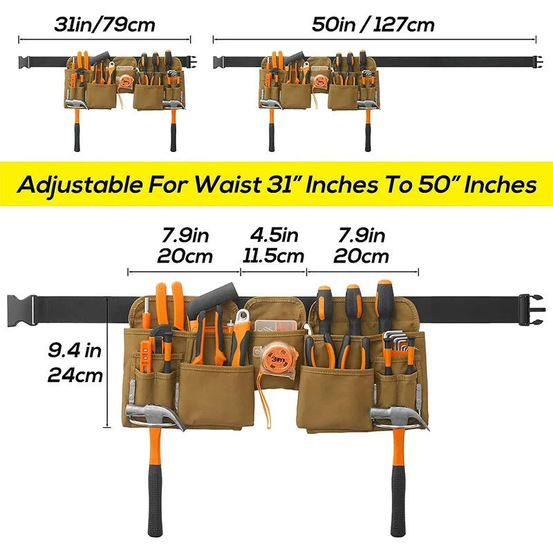 Adjustable Tool Belt in 900D Oxford Cloth, available in pink and khaki