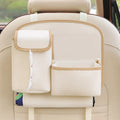 Multifunctional hanging leather car storage bag with cute cartoon design in classic black colour
