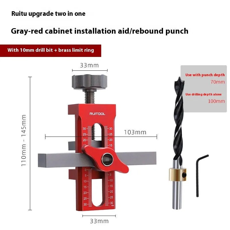 Aluminium alloy cabinet door installation aid with 10mm diamond suit adjustment mechanism