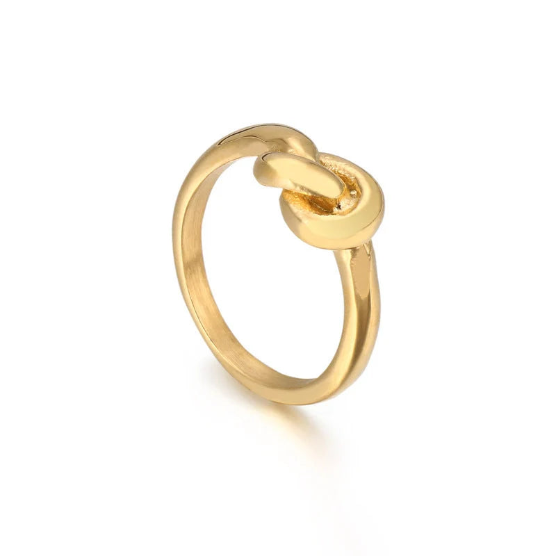 Truelove Knot Geometric Titanium Steel Ring in gold and rose gold finishes
