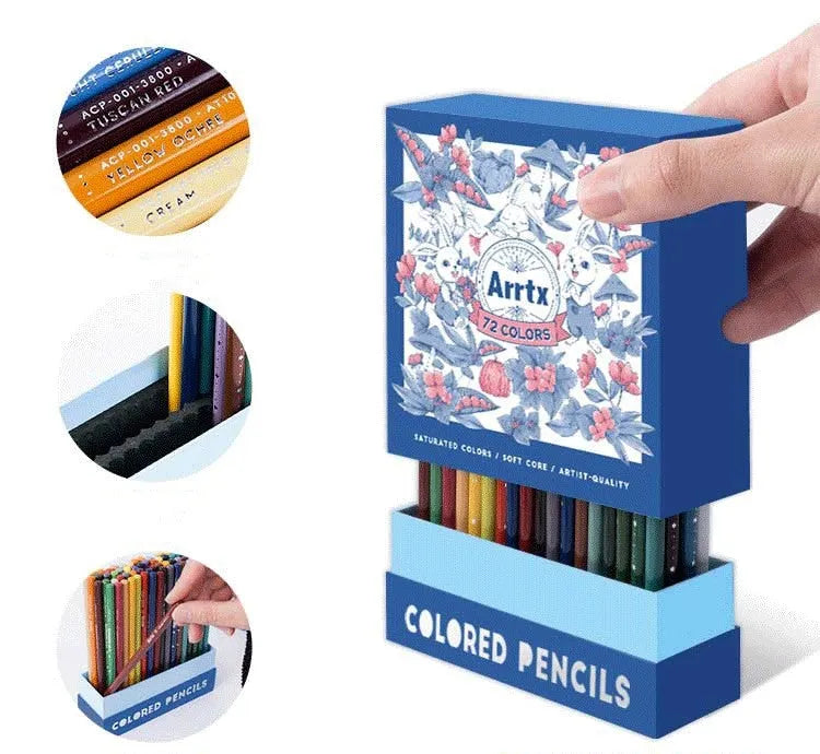 Boxed set of 72 or 126 soft core colour pencils for drawing and art.