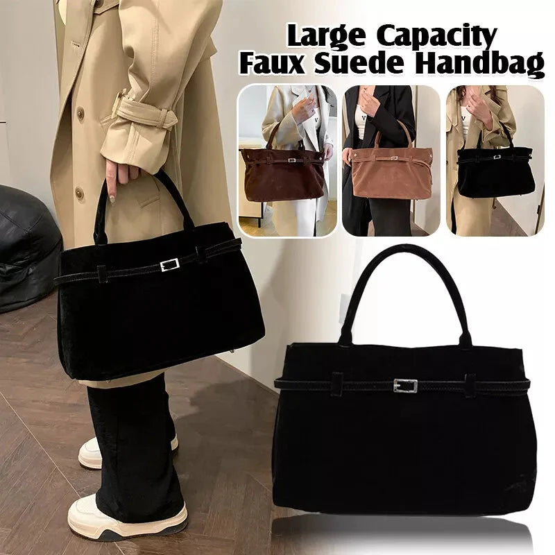Decorative faux suede handbag for women in various colours
