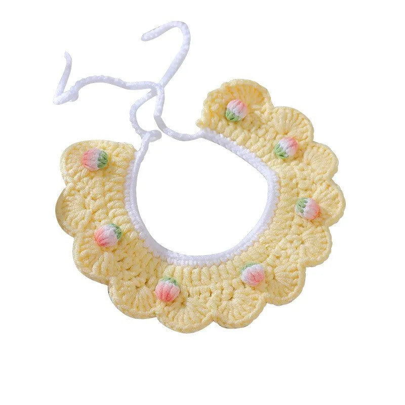 Handmade wool woven cat collar with embroidery decoration for British Shorthair kittens in cartoon style