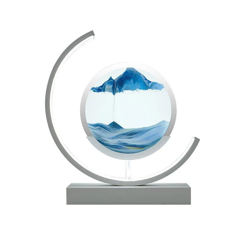 3D quicksand painting LED lamp with touch switch, aluminium glass frame, 250mm x 240mm, white and purple colour option