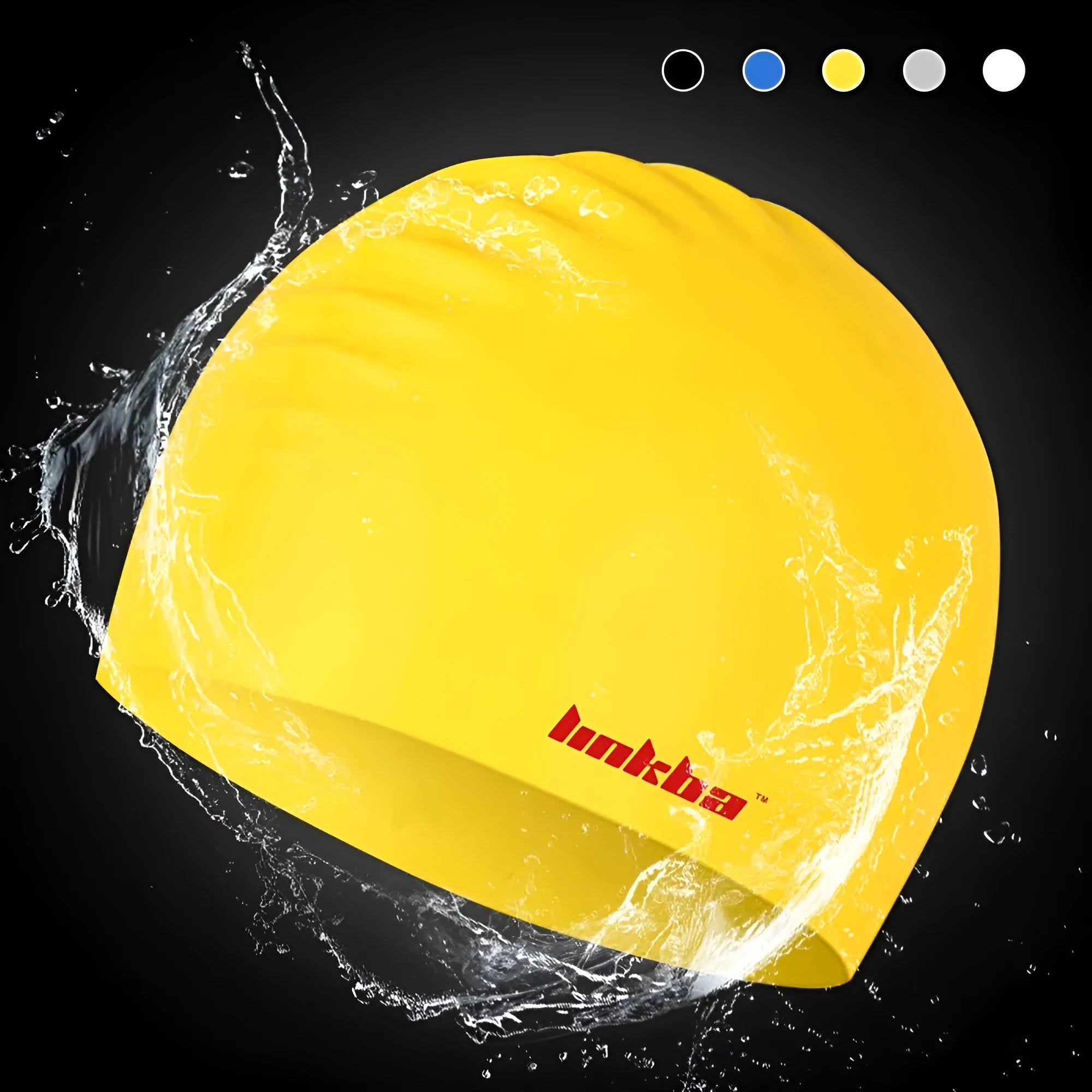 Silicone swimming cap with waterproof earmuffs in multiple colour options
