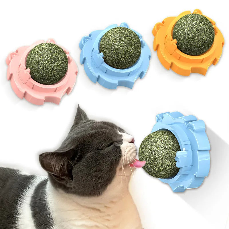 Lion-shaped cat chew toy in blue with textured molar surface for dental play