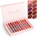 Women's non-stick waterproof matte lipstick 10 sticks Photo Color shade 3g each compact packaging